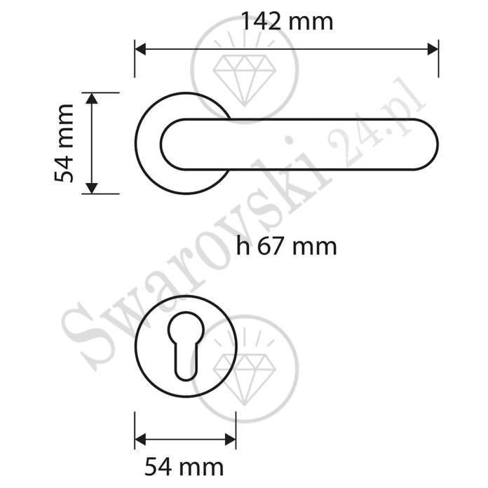 Klamka Madame Crystal z szyldem na wkładkę
